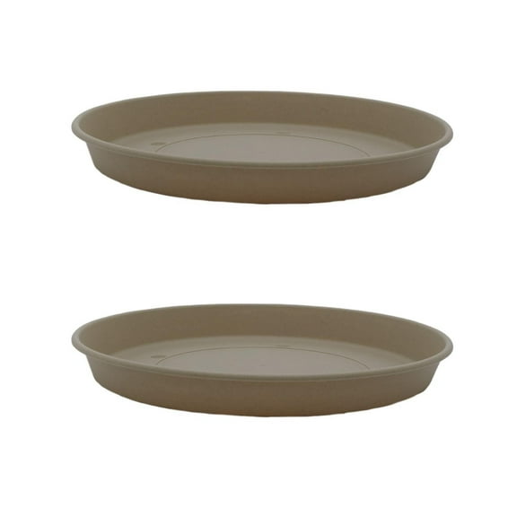 The HC Companies 17.5" Round Prima Plastic Plant Saucer - Indoor Outdoor Plant Trays for Pots - 17.8"x17.8"x2.01" in Sandstone Pack of 2