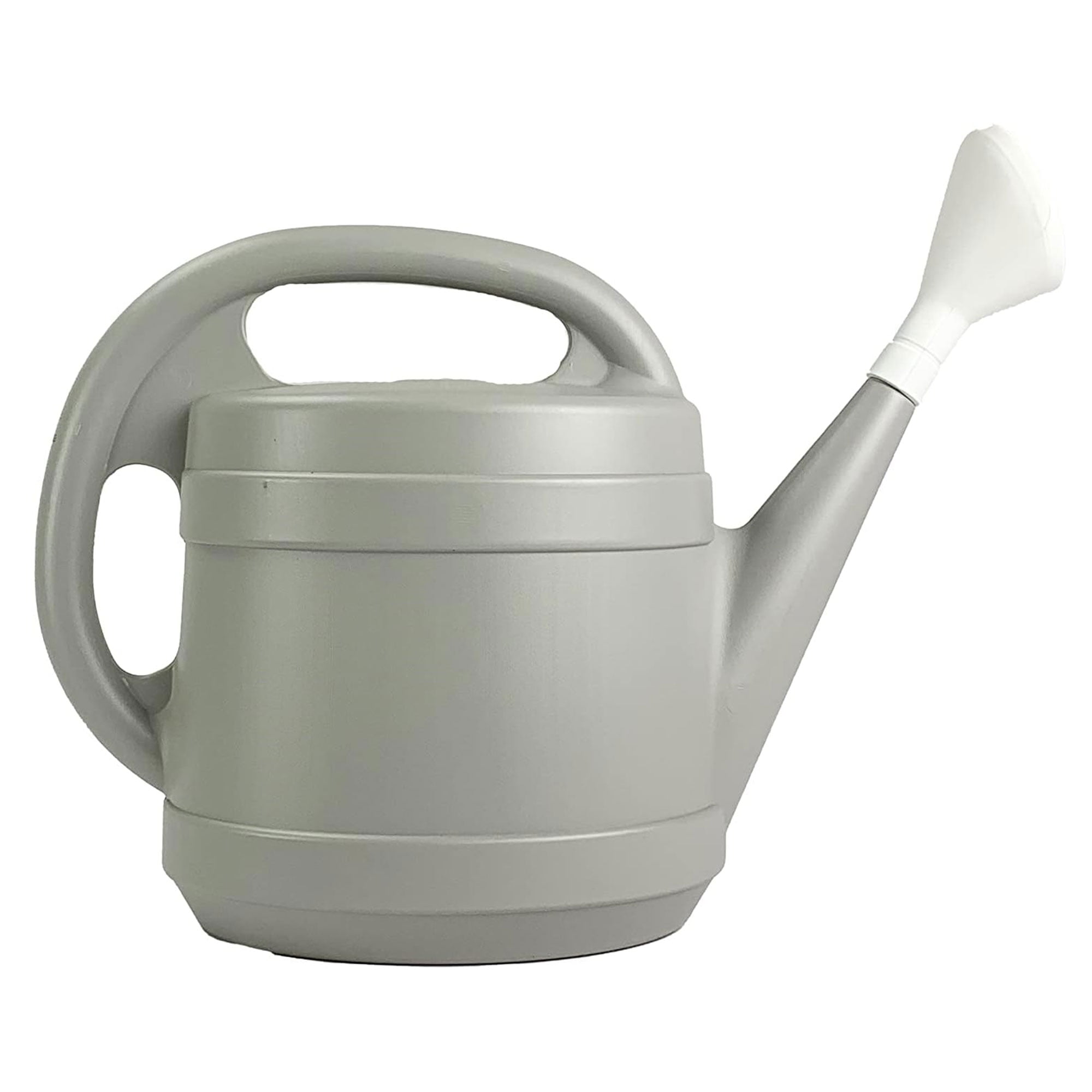 Gray 2-Gallon Ergonomic Plastic Watering Can with Large Mouth