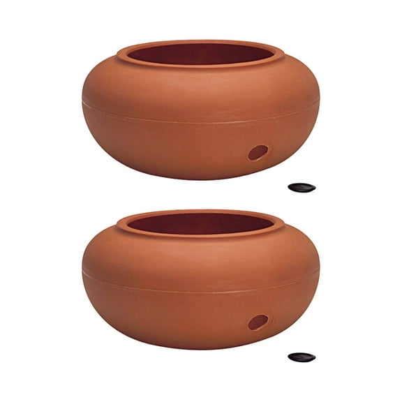 The HC Companies 21 Inch Garden Hose Pot, Terra Cotta (2 Pack)