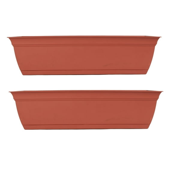 The HC Companies 24" Eclipse Plastic Window Box 7.76"x24"x6.57", Clay 2 Pack