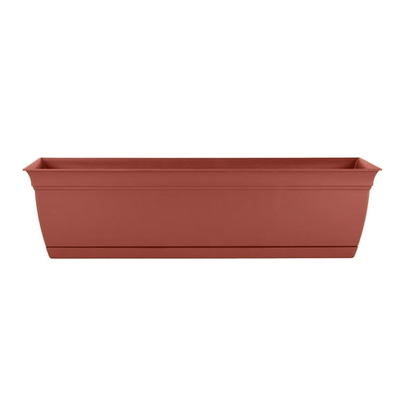 The HC Companies 24 Inch Eclipse Window Box with Removable Saucer, Terra Cotta