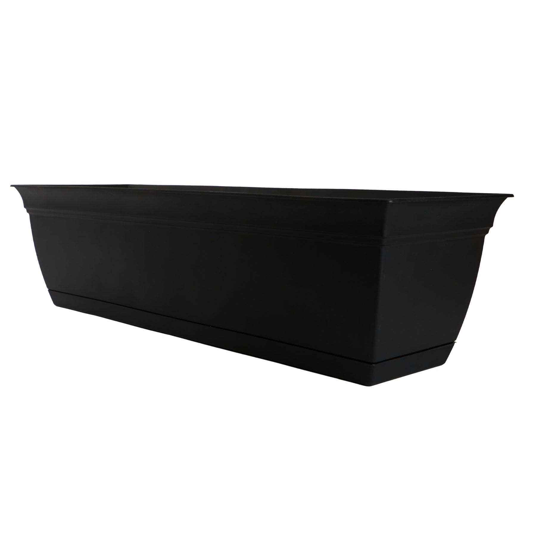 24" Black Plastic Indoor Outdoor Window Planter with Removable Saucer