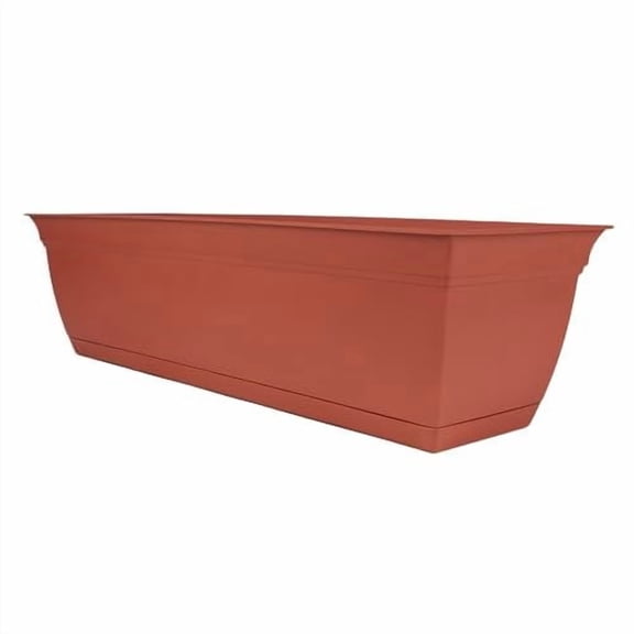 The HC Companies 24 Inch Eclipse Window Planter - Indoor Outdoor Rectangular Plant Pot with Removable Saucer for Flowers, Herbs, Clay