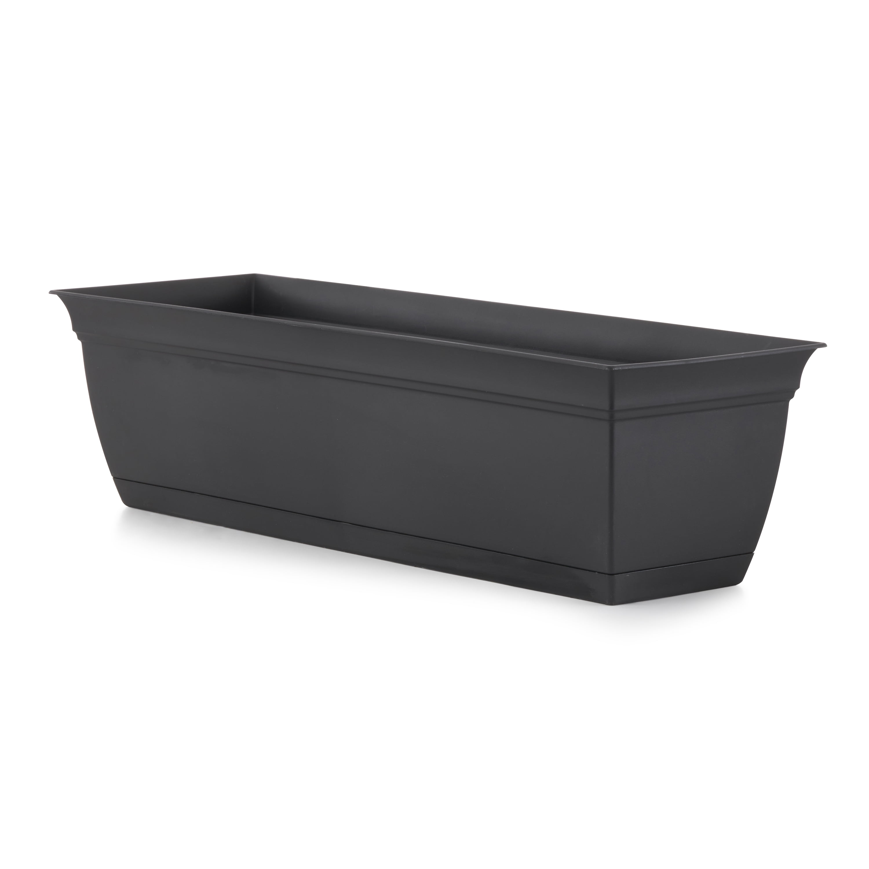 The HC Companies 24 Inch Long Eclipse Window Flower Box with Saucer, Black