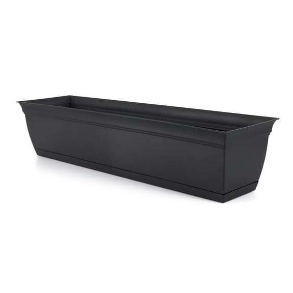 The HC Companies 30 Inch Eclipse Window Flower Box with Removable Saucer, Black