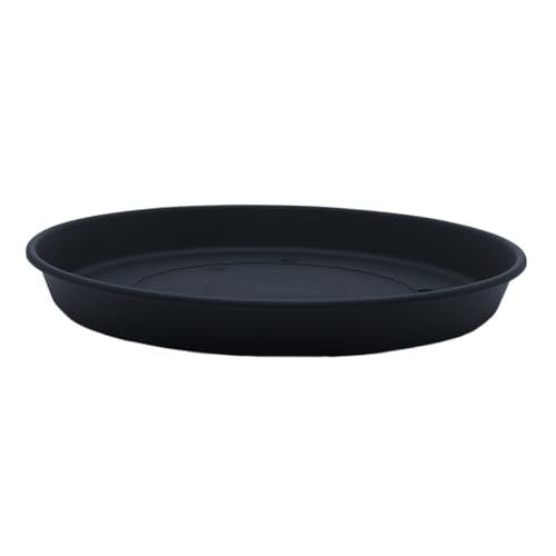 The HC Companies 5 Inch Round Prima Plastic Plant Saucer - Indoor Outdoor Plant Trays for Pots - 5.35 Inchx5.35 Inchx0.71 Inch in Black