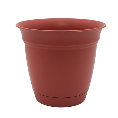 The HC Companies 6 Inch Eclipse Round Planter with Saucer - Indoor Outdoor Plant Pot for Flowers, Vegetables, and Herbs, Clay