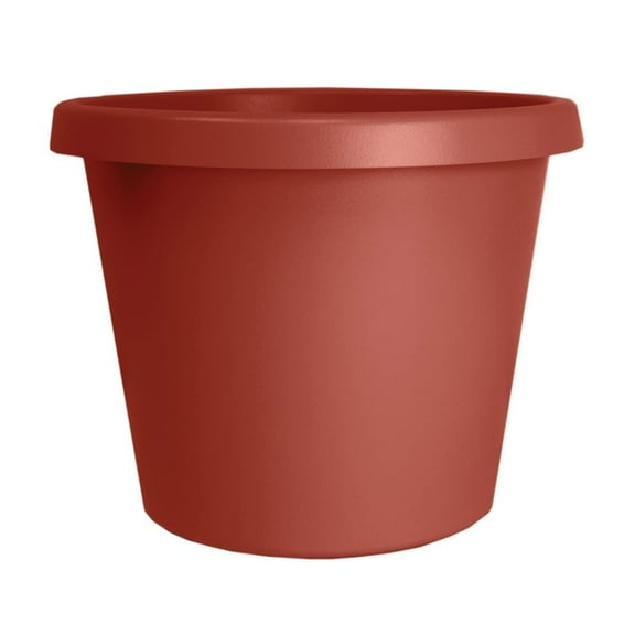 The HC Companies 6 Inch Round Prima Planter - Small Plastic Plant Pot with Rolled Rim for Indoor Outdoor Plants Flowers Herbs, Clay