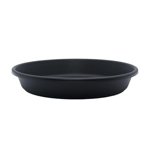 The HC Companies 8 Inch Round Plastic Classic Plant Saucer - Indoor Outdoor Plant Trays for Pots - 8.5"x8.5"x1.5" Black