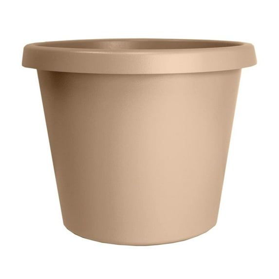 The HC Companies 8 Inch Round Prima Planter - Small Plastic Plant Pot with Rolled Rim for Indoor Outdoor Plants Flowers Herbs, Sandstone