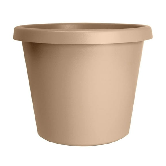 The HC Companies 8 Inch Round Prima Planter - Small Plastic Plant Pot with Rolled Rim for Indoor Outdoor Plants Flowers Herbs, Sandstone