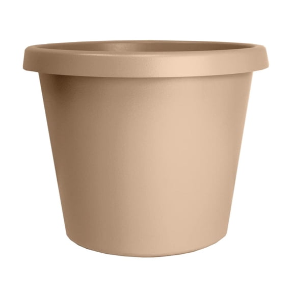 The HC Companies Prima Planter Round Plant Pot - Plastic, Drainage Holes - 8", Beige