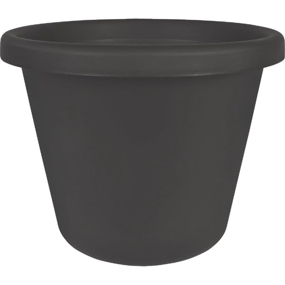 The HC Companies Prima Round Plastic In/Outdoor Flower Pot Planter, Black, 10"