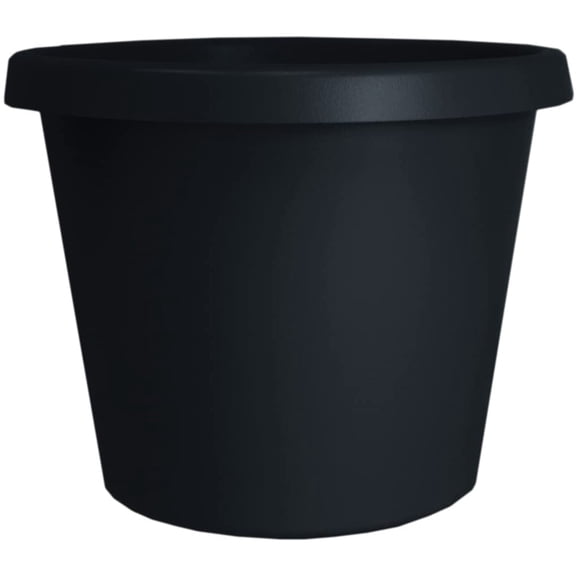The HC Companies Prima Round Plastic In/Outdoor Flower Pot Planter, Black, 10"