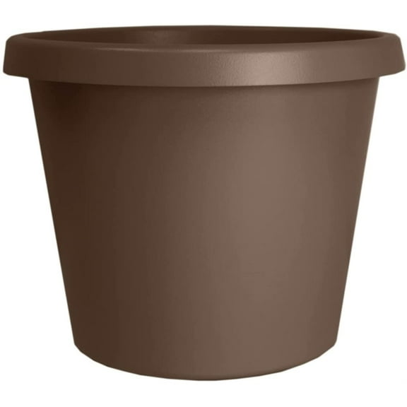 The HC Companies Prima Round Plastic In/Outdoor Flower Pot Planter, Chocolate 12"