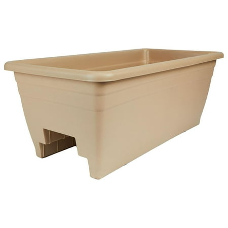 The HC Companies Deck Railing Planter Box with Removable Drain Plugs, 24 Inch, Sandstone