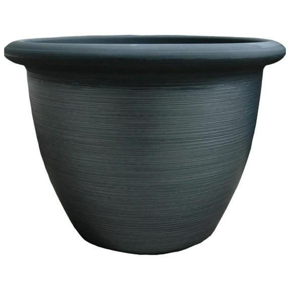 The HC Companies Sevilla Round Self-Watering Pot with Internal Disk 12 Inch, Painted Black