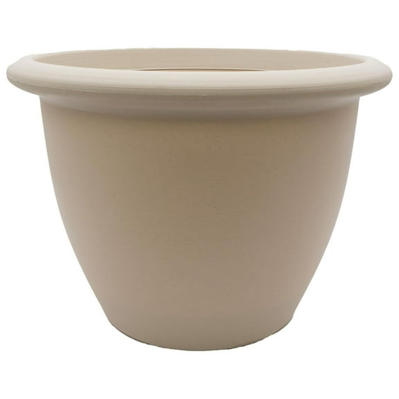 The HC Companies Sevilla Round Self-Watering Pot with Internal Disk 14 Inch, Cottage Stone