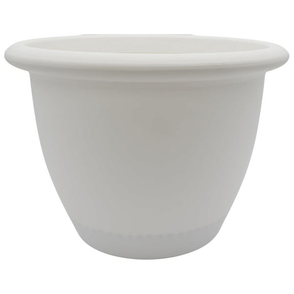 The HC Companies Sevilla Round Self-Watering Pot with Internal Disk, 14 Inch, White