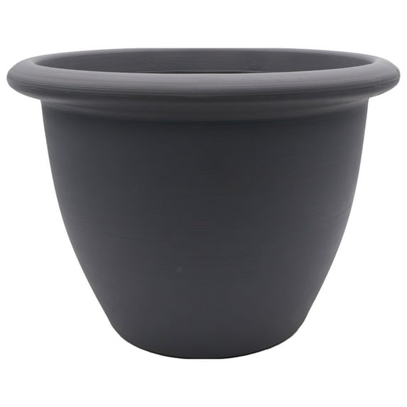 The HC Companies Sevilla Round Self-Watering Pot with Internal Disk, 16 Inch, Warm Gray