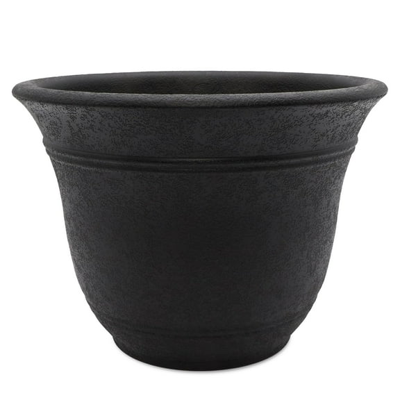 The HC Companies Sierra Round Self-Watering Pot with Internal Disk, 10 Inch, Black Onyx
