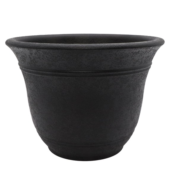 The HC Companies Sierra Round Self-Watering Pot with Internal Disk, 16 Inch, Black Onyx