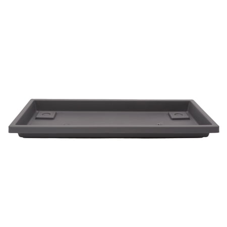 The HC Companies Venetian Rectangular Plant Tray, Plastic Drip Saucer, Warm Gray