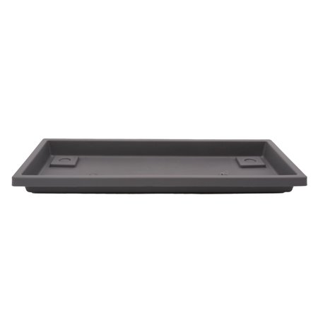 The HC Companies Venetian Rectangular Plant Tray, Plastic Drip Saucer, Warm Gray
