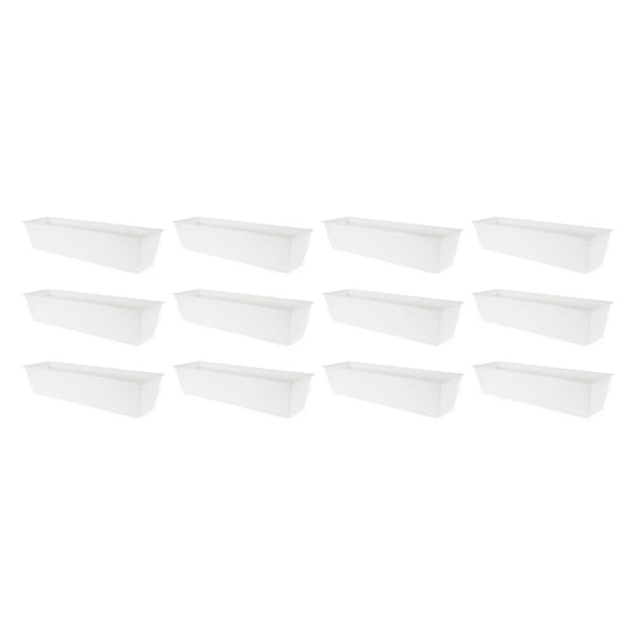 The HC Companies Window Flower Box with Removable Saucer, White (12 Pack)