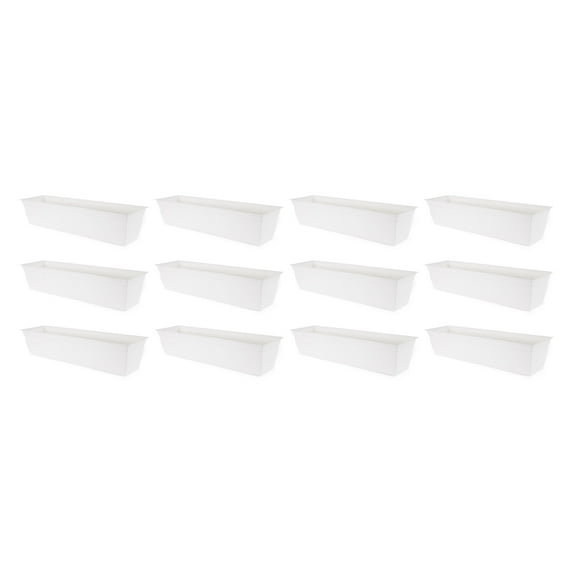 The HC Companies Window Flower Box with Removable Saucer, White (12 Pack)