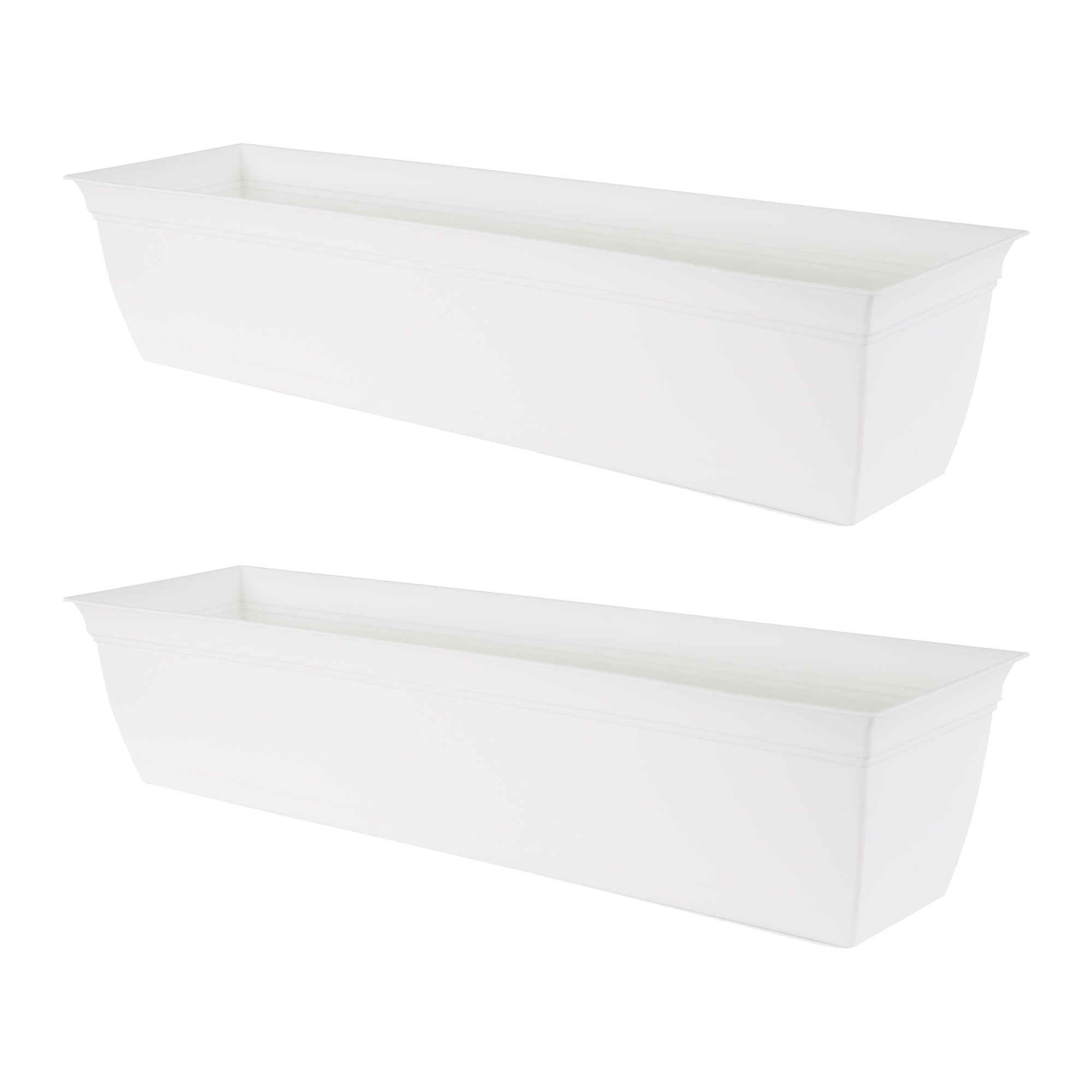 The HC Companies Window Flower Box with Removable Saucer, White (2 Pack)