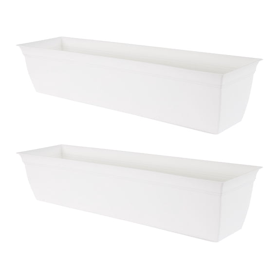 The HC Companies Window Flower Box with Removable Saucer, White (2 Pack)