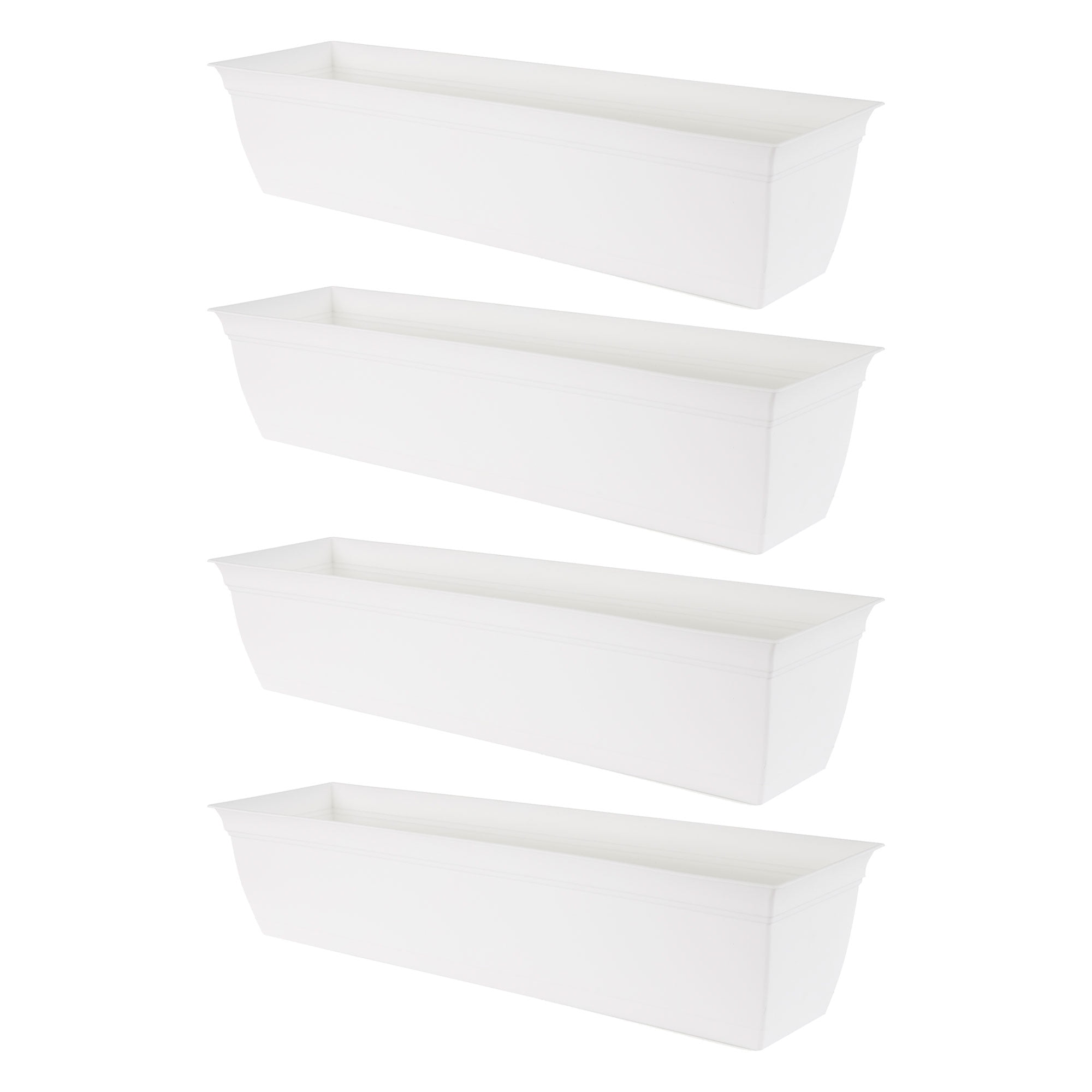 The HC Companies Window Flower Box with Removable Saucer, White (4 Pack)