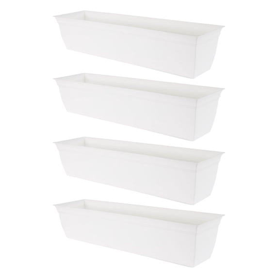 The HC Companies Window Flower Box with Removable Saucer, White (4 Pack)