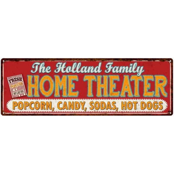 The HOLLAND Family Home Theater Sign Gift 6x18 Metal Movies Decor 206180100276