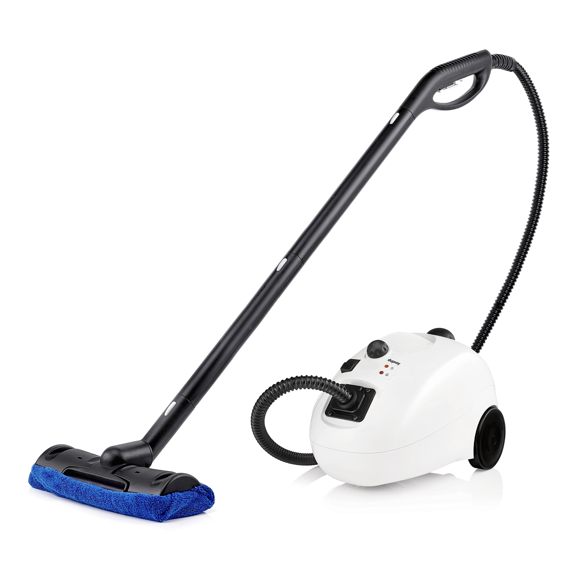 Compact White Handheld Steam Cleaner with Brass Brush