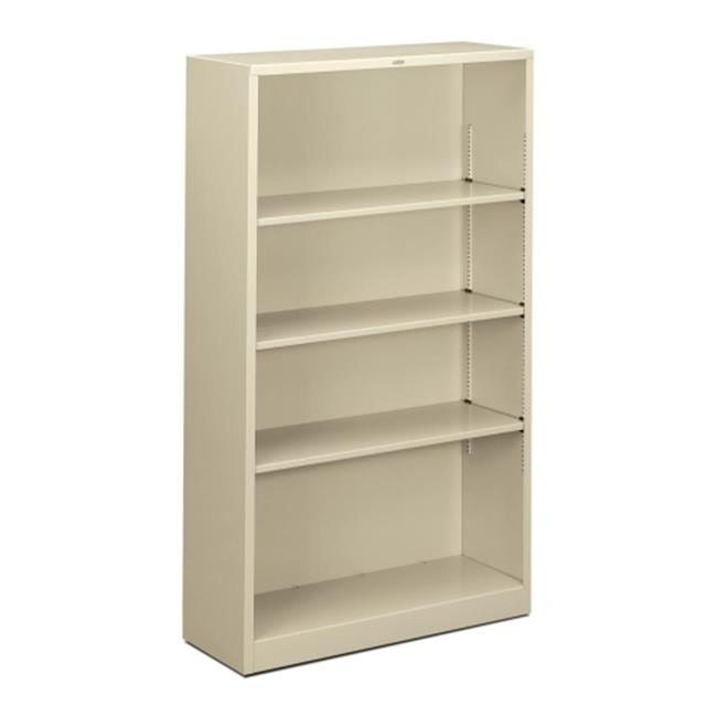 Adjustable 59" Putty Steel 4-Shelf Bookcase