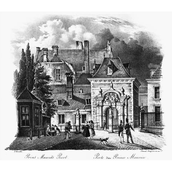 The Hague Gate C1830. Nprince Maurits Gate At The Hague The Netherlands. Lithograph Dutch C1830. Print by