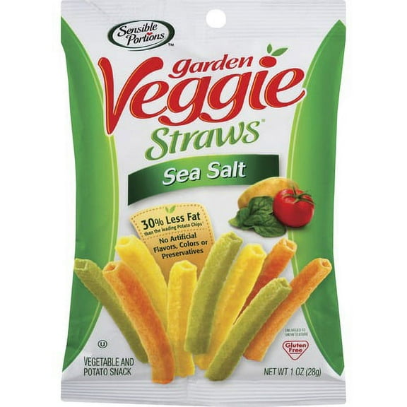 The Hain Celestial Sea Salt Garden Veggie Straws Snack - Gluten-free, Non-GMO, No Artificial Flavor, Preservative-free - Crunchy, Sea Salt - 1 oz - 24 / Carton | Bundle of 5 Cartons