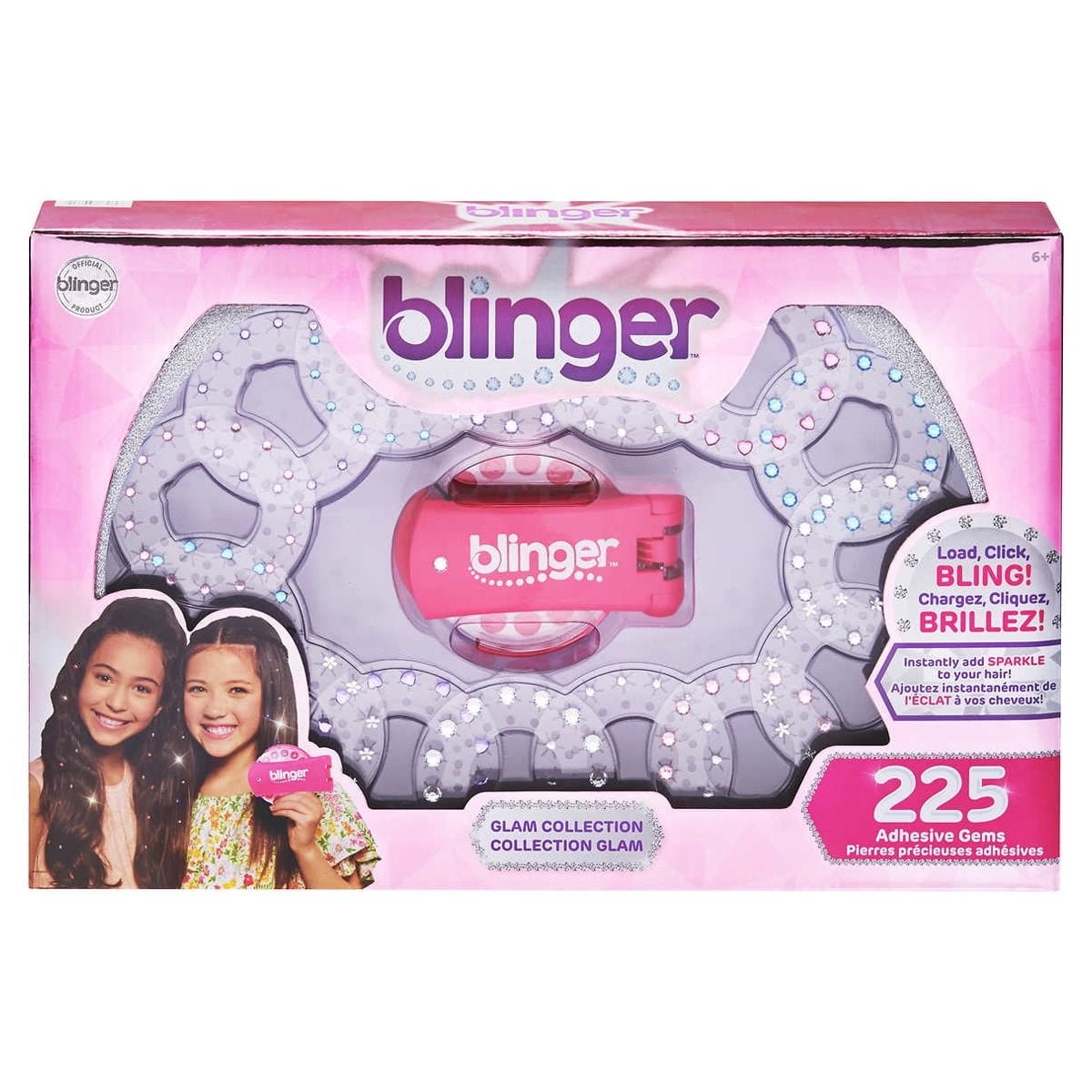The Hair Blinger Glam Collection Set with 225 Assorted Colored Gems