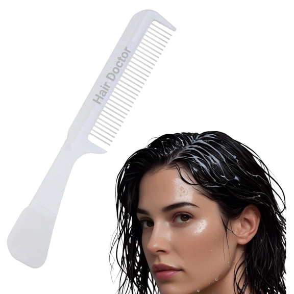 The Hair Doctor Handle Comb with silky smooth rotating teeth reduces hair breakage and hair loss (30 Stainless Teeth, White Sheen)
