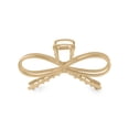 thumbnail image 1 of The Hair Edit Gilded Festive Bow Claw Clip, Gold, 1 of 6