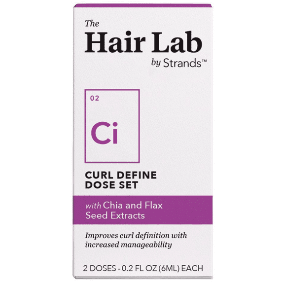 The Hair Lab Curl Define Dose Set with Chia and Flax Seed Extracts to Tame Hair, 2 x 0.2 oz.
