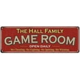 thumbnail image 1 of The Hall Family Red Game Room Metal 8x24 Sign 108240038018, 1 of 1