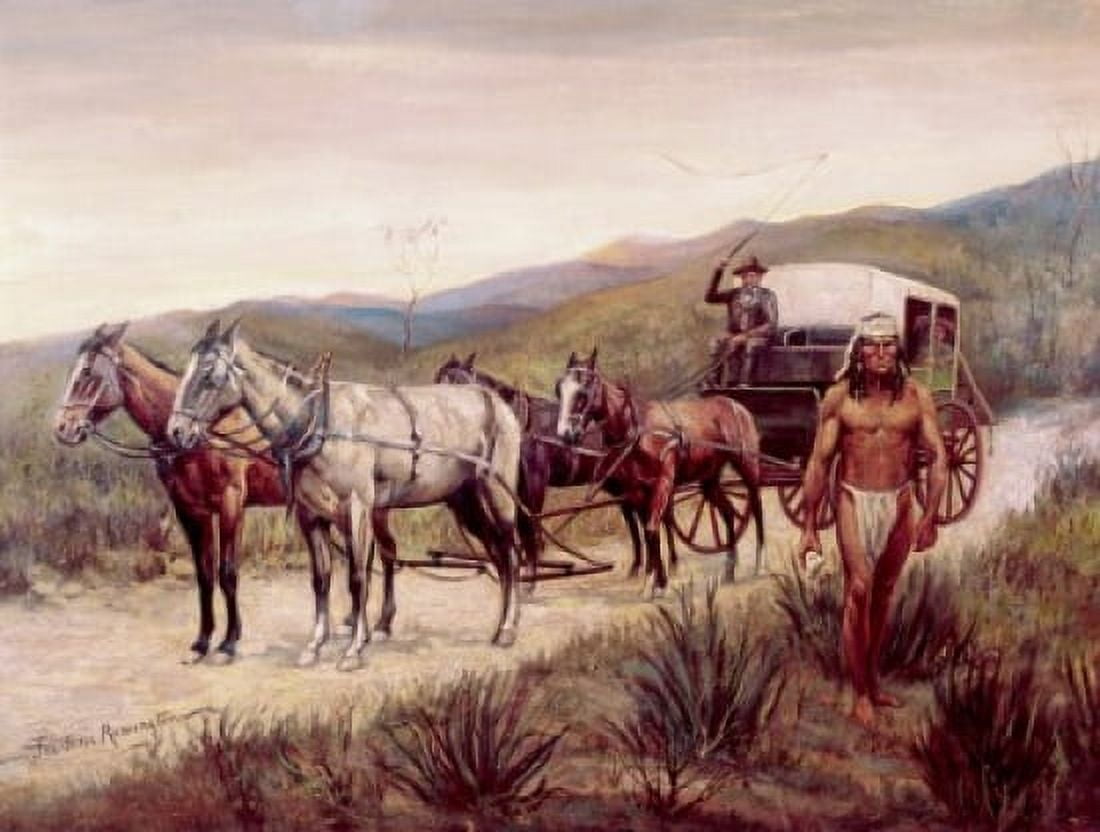 The Halted Stagecoach Frederic Remington (1861-1909 American) Canvas Art - Frederic Remington (18 x 24)