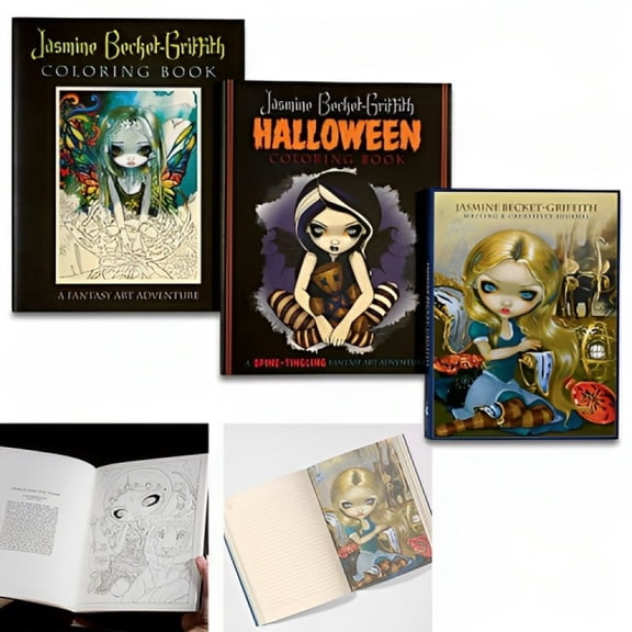 JBG Fantasy-Themed Adult Coloring Book & Journal Set 3-Book Bundle with Whimsical Characters Gothic & Magical Designs, Premium Single-Sided Pages