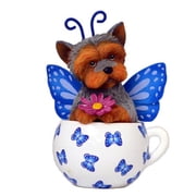 The Hamilton Collection Beautiful Butterfly Cups of Affection Yorkie Figurine Collection by Kayomi Harai 4-inches