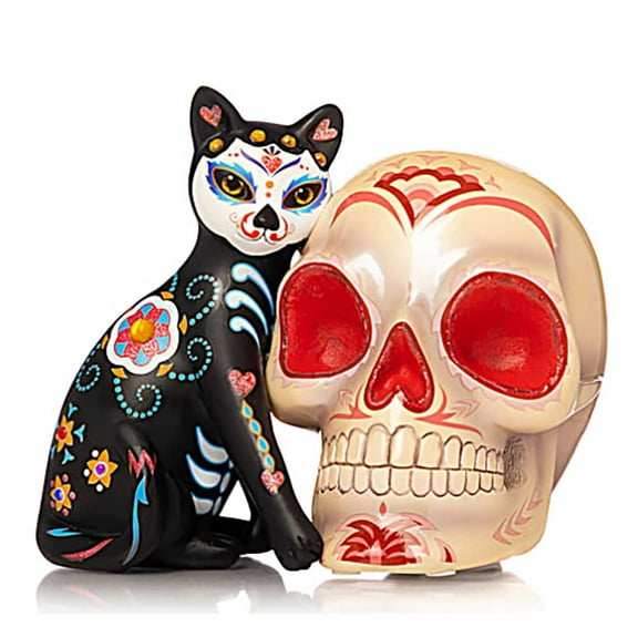The Hamilton Collection Charmingly Purr-fect Spirit A Fur-ever Love Sugar Skull Figurine Collection 5.25-inches