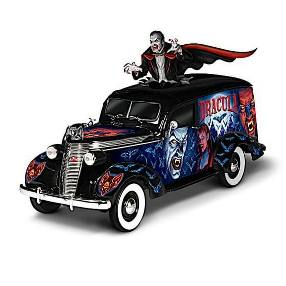 The Hamilton Collection Dracula Death Machine Creepy Chrome Accents Cast Gleam Cross Vehicle Vampire Spookily Sculpture by Dave Aikins 10-inches