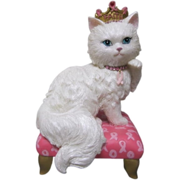 The Hamilton Collection Furry Special Faith Cat for the Cure Breast Cancer Awareness Figurine 4-inches